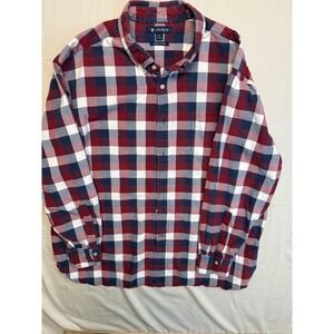 Cremieux  Shirt Mens XXL Long Sleeve Button Down Red Blue‎ White Plaid
